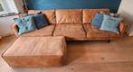 Cognac-kleurige driezits bank met hocker van Be Pure, Huis en Inrichting, Ophalen, 250 tot 300 cm, Gebruikt, Driepersoons