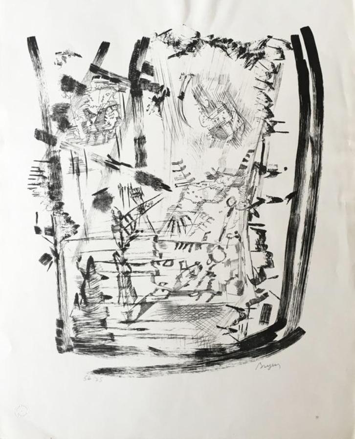 Camille Bryen - Untitled - Litho Handgesign., Antiek en Kunst, Kunst | Litho's en Zeefdrukken, Ophalen of Verzenden