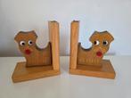 Vintage houten boekensteunen hond Deens Scandinavisch design, Ophalen of Verzenden