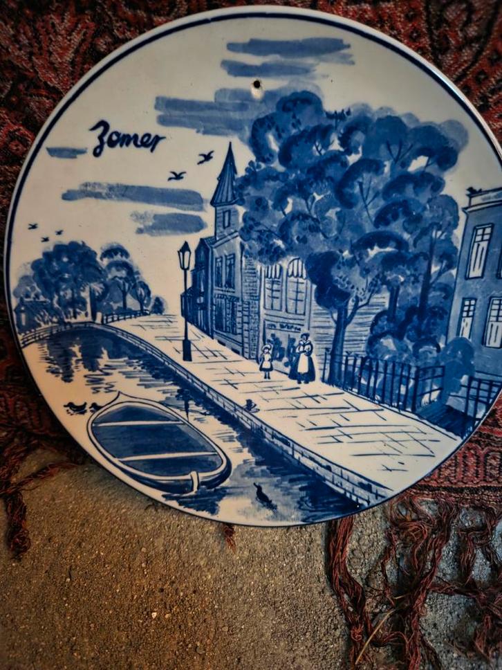 Delfts Blauw Bord Zomer, Antiek en Kunst, Antiek | Wandborden en Tegels, Ophalen of Verzenden