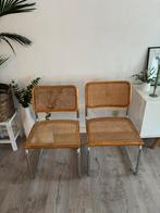 Twee vintage buisframe webbing Marcel Breuer Thonet stoelen, Huis en Inrichting, Stoelen, Ophalen, Bruin, Thonet vintage Marcel Breuer