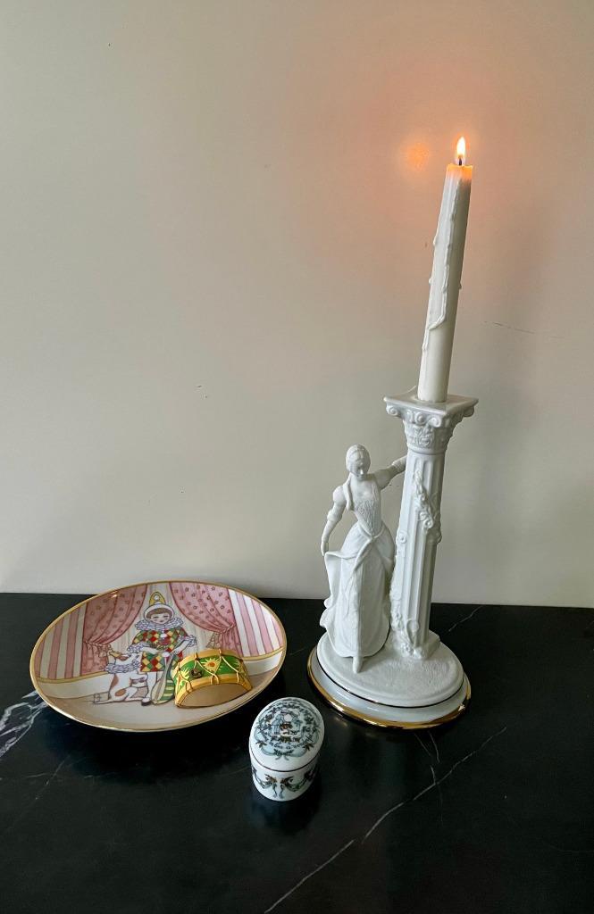 FRANKLIN MINT twee Musical box's en Kandelaar, Verzamelen, Porselein, Kristal en Bestek, Zo goed als nieuw, Beeldje(s), Porselein