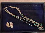 Collier Grosse Germany met turkoois en oorclips W Germany, Verzenden, Overige materialen, Overige typen, Verguld