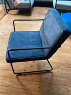 Donkerblauwe Velours Fauteuil - By Boo, Huis en Inrichting, Stoelen, Blauw, Ophalen of Verzenden, Zo goed als nieuw, Eén