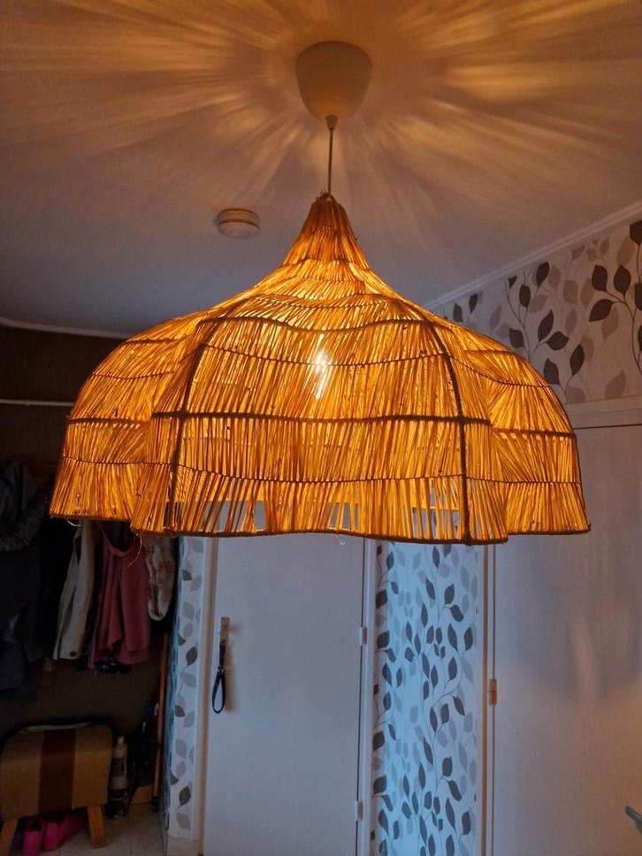 Bohemian raffia lamp 80cm doorsnee, Huis en Inrichting, Lampen | Kroonluchters, Zo goed als nieuw, Ophalen