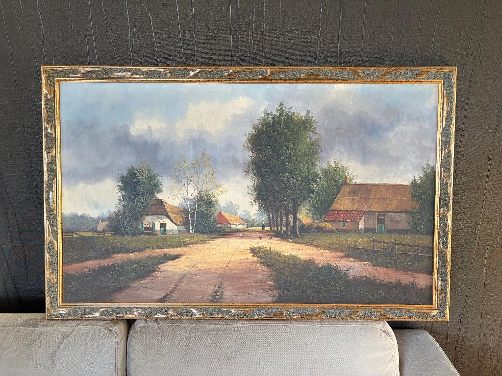Prachtig Hollands landschap schilderij op doek van J. Somers, Antiek en Kunst, Kunst | Schilderijen | Klassiek, Ophalen