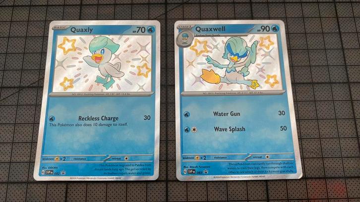 Quaxly Quaxwell setje van 2 promo kaarten, Hobby en Vrije tijd, Verzamelkaartspellen | Pokémon, Zo goed als nieuw, Meerdere kaarten