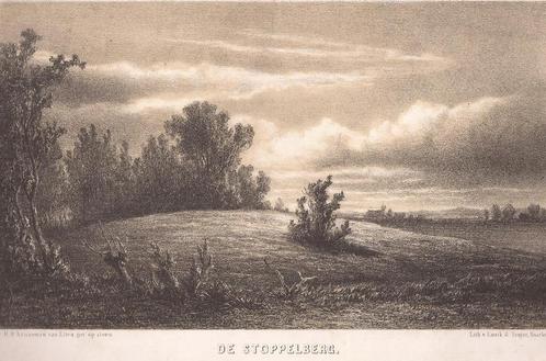 De Stoppelberg Veluwe Litho Hendrik Dirk Kruseman van Elten, Antiek en Kunst, Kunst | Etsen en Gravures, Ophalen of Verzenden