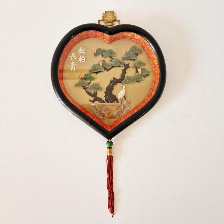 Chinees vintage schilderijtje van stenen schelpen, Antiek en Kunst, Kunst | Niet-Westerse kunst, Ophalen of Verzenden