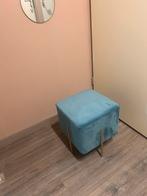 blauwe poef, Huis en Inrichting, Banken | Voetenbanken en Poefen, Ophalen, Zo goed als nieuw, Rond, Minder dan 50 cm