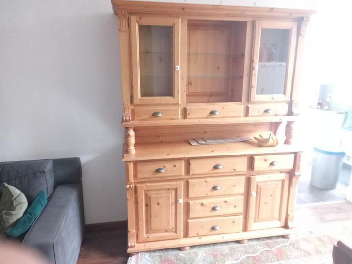 Grenen buffetkast met verlichting, Huis en Inrichting, Kasten | Buffetkasten, Gebruikt, 150 tot 200 cm, 150 tot 200 cm, 25 tot 50 cm