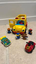 LITTLE PEOPLE schoolbus en twee kleine autootjes, Verzenden, Gebruikt, Speelset, Met geluid