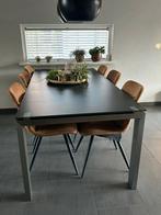 Mooie strakke eettafel (rvs met glazen plaat) te koop, Huis en Inrichting, Tafels | Eettafels, Ophalen, 50 tot 100 cm, Zo goed als nieuw