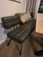 Eetkamerbank 180 cm grijs leer, Huis en Inrichting, Stoelen, Ophalen, Drie, Leer, Zo goed als nieuw