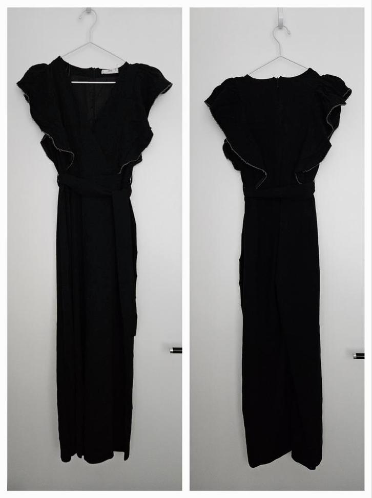 Mango jumpsuit - zwart viscose - maat M, Kleding | Dames, Jumpsuits, Zo goed als nieuw, Maat 38/40 (M), Zwart, Verzenden