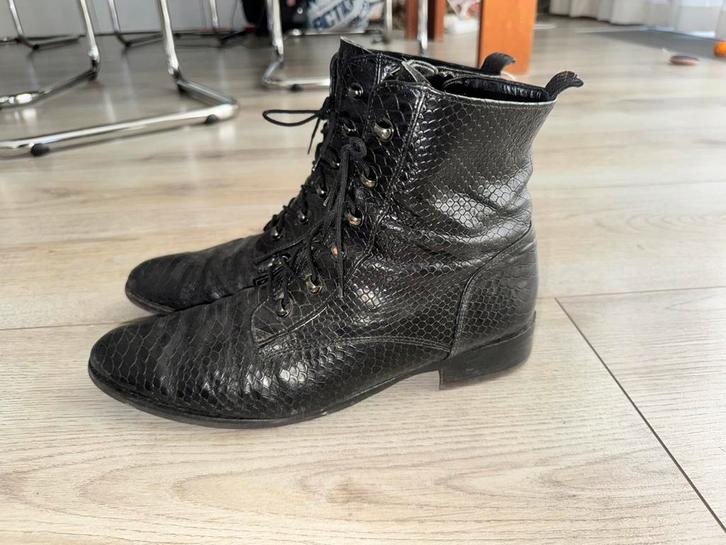Gabor veterlaarzen 42,5 zwart slangenmotief, Kleding | Dames, Schoenen, Gedragen, Zwart, Verzenden