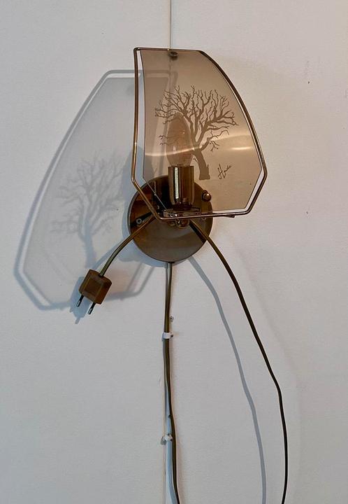 Vintage wandlampje, Huis en Inrichting, Lampen | Wandlampen, Gebruikt, Glas, Metaal, Ophalen