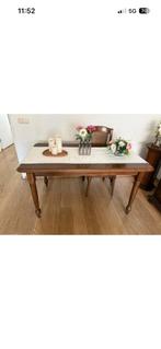 Mooi donker eiken eethoek 4 pers, Ophalen, Zo goed als nieuw, Rechthoekig, 50 tot 100 cm