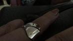 Zilveren brede ring, modern, maat 17., Sieraden, Tassen en Uiterlijk, Ringen, Ophalen of Verzenden, Zo goed als nieuw, 17 tot 18