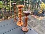 Houten Kaarsen Kandelaars - Set van 3, Antiek en Kunst, Antiek | Kandelaars, Ophalen of Verzenden, Overige materialen