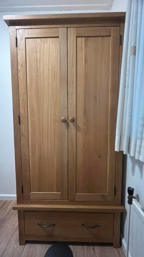 Massief Eikenhouten Kledingkast, Huis en Inrichting, Kasten | Kledingkasten, Zo goed als nieuw, 150 tot 200 cm, 50 tot 100 cm