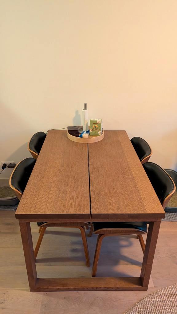 Houten Eettafel met Stoelen, Huis en Inrichting, Tafels | Eettafels, Gebruikt, 50 tot 100 cm, 100 tot 150 cm, Vier personen, Rechthoekig