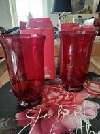 2 rode windlichten, Ophalen of Verzenden, Minder dan 50 cm, Rood, Glas