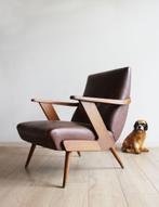 Bruine vintage fauteuil. Retro Mid Century design stoel, Huis en Inrichting, Fauteuils, Ophalen, O, Retro, vintage, design, mid century, scandinavisch