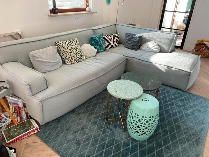 Hoekbank mintgroen / turquoise 3 x 2,1 meter, Huis en Inrichting, Banken | Complete zithoeken, Gebruikt, Stof, Ophalen