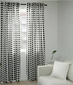 Gordijnen (6x) (258x145cm) zwart wit bolletjes, Ophalen, 200 cm of meer, Wit, Zo goed als nieuw