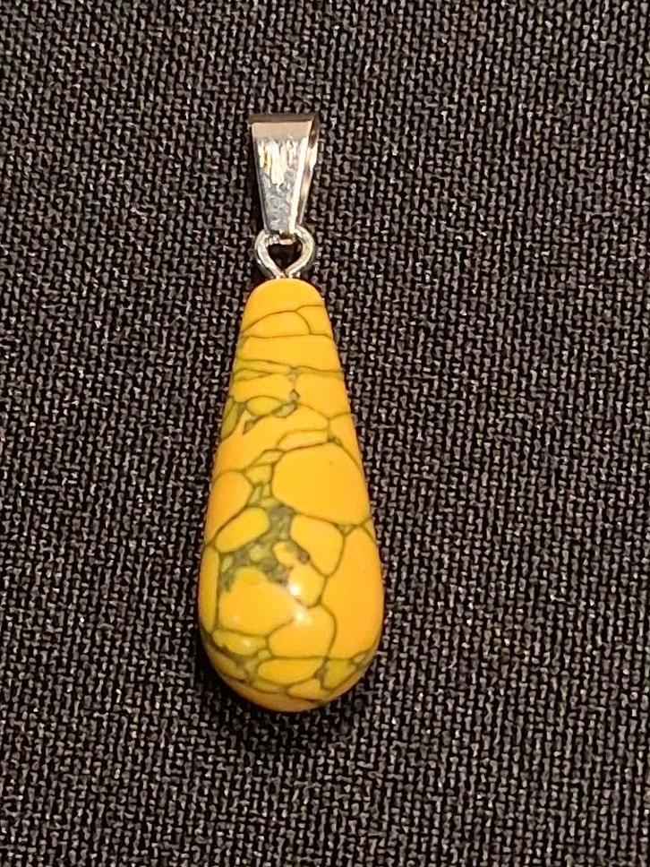 druppelhanger geel gemarmerd, Sieraden, Tassen en Uiterlijk, Kettinghangers, Nieuw, Steen of Mineraal, Geel, Ophalen of Verzenden