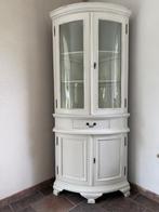 Witte landelijke hoekvitrinekast, Huis en Inrichting, Kasten | Vitrinekasten, Ophalen, Gebruikt, Glas, 200 cm of meer