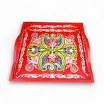 Vintage hand geschilderd houten dienblad 43x43x8cm, Ophalen of Verzenden, Gebruikt, Vierkant, Hout