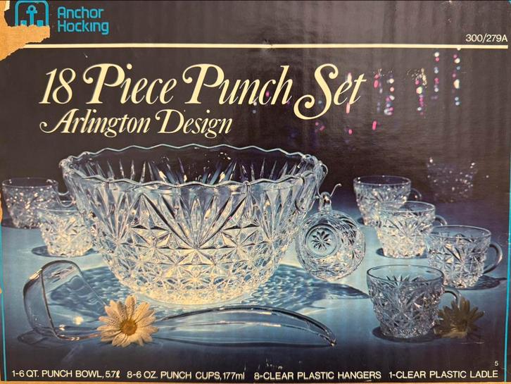 Anchor 8 person Punch set., Huis en Inrichting, Keuken | Servies, Nieuw, Compleet servies, Overige stijlen, Glas, Ophalen of Verzenden
