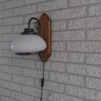 Wandlamp Brons / Melkglas / Hout, Ophalen, Zo goed als nieuw, Hout