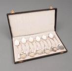 Set van 12 zilveren ijslepels in cassette Hooijkaas Art Deco, Antiek en Kunst, Ophalen of Verzenden, Zilver