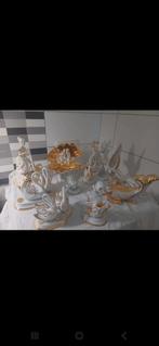 Porseleinen beeldjes met bladgoud en Swarovski, Antiek en Kunst, Ophalen of Verzenden