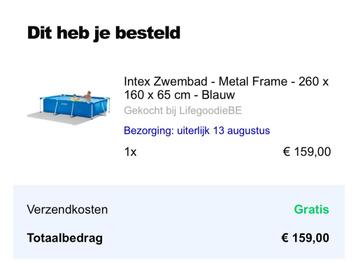 Intex zwembad 250 x 160 x 65 met filterpomp beschikbaar voor biedingen