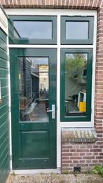 Houten Buitendeur met HR-glas, boven- en zijlicht, Ophalen, 80 tot 100 cm, 200 tot 215 cm, Glas