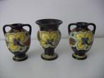 3 Gelria plateel keramiek mini vaasjes jr.1926-1930. Natrius, Antiek en Kunst, Ophalen of Verzenden