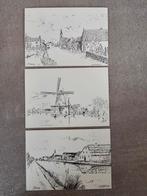 Set van 3 ansichtkaarten van pentekeningen R van Vuren, Ophalen of Verzenden, 1960 tot 1980, Ongelopen, Zuid-Holland