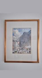 Walter Neuhof (1904-1982) Aguarel markt Maastricht ,40x50 cm, Ophalen of Verzenden