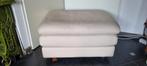 Hocker poef creme leder met wieltjes, Vierkant, Zo goed als nieuw, 50 tot 75 cm, 75 tot 100 cm