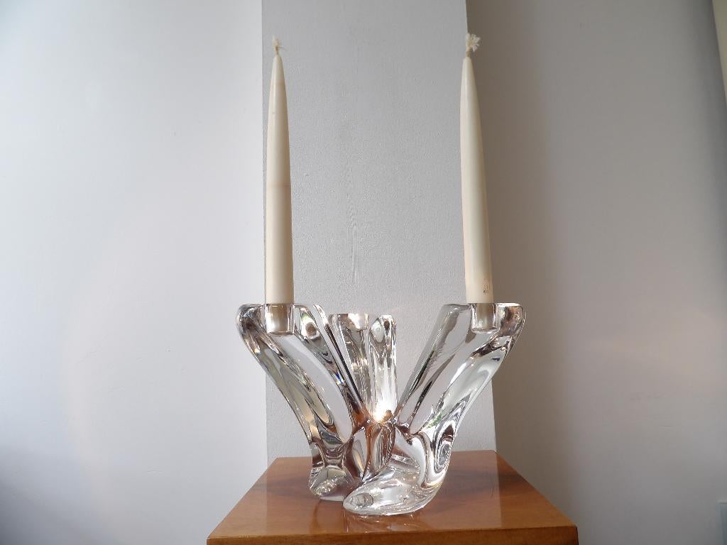 Val st Lambert grote Kandelaar kristal, Rene Delvenne