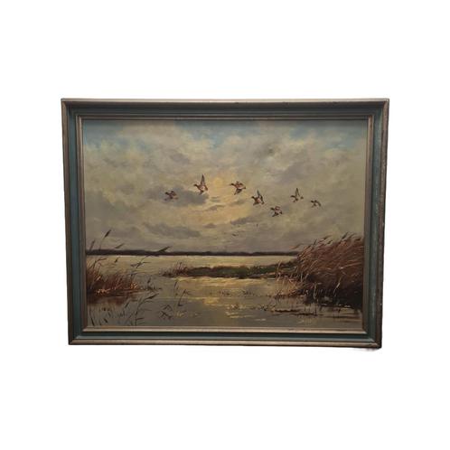 Landschap schilderij met eenden D. vd Velde, Antiek en Kunst, Kunst | Schilderijen | Klassiek, Ophalen