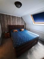 Bed boxspring 180 bij 200 cm, Ophalen, Gebruikt, Bruin, Tweepersoons