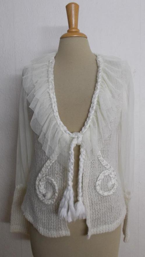 Mooi gebroken wit vestje/top met subtiele gouddraadjes! M, Kleding | Dames, Tops, Zo goed als nieuw, Maat 38/40 (M), Beige, Lange mouw