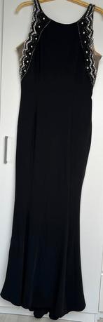 Zwarte galajurk met zwart-zilveren steentjes, Kleding | Dames, Gelegenheidskleding, Maat 38/40 (M), Galajurk, Zwart, Ophalen of Verzenden