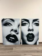2 stuks acryl-aluminium schilderij/wanddeco 120x80 zwart/wit, Ophalen, Zo goed als nieuw, Schilderij, 75 tot 100 cm