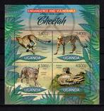 uganda 2012 pf blok cheetah katachtige wildlife zoogdieren 2, Ophalen of Verzenden, Postfris, Dier of Natuur